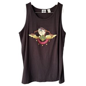 Looney Tunes Vintage Muscle Shirt Tank Tank Top Cotton Size Large Taz Devil